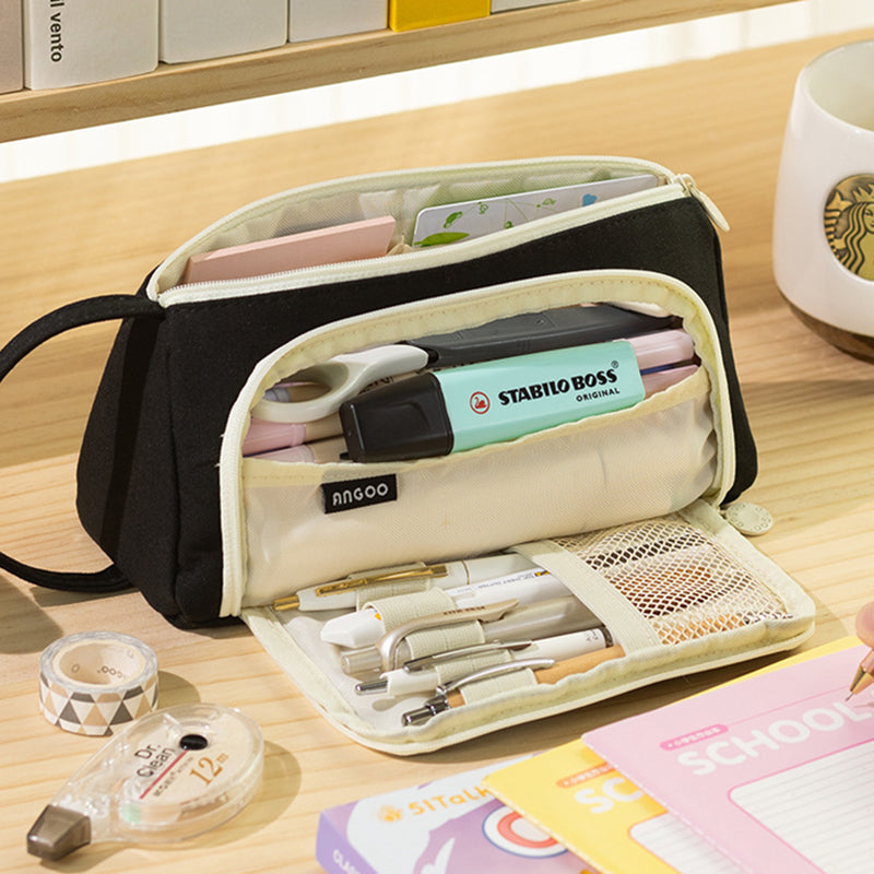 Multi-Functional Large Capacity Canvas Pencil Case Pencil Bag Organizer