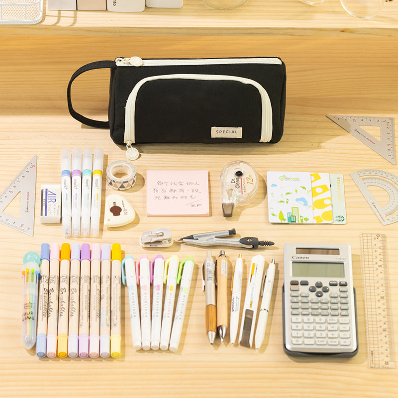 Multi-Functional Large Capacity Canvas Pencil Case Pencil Bag Organizer