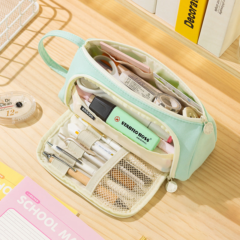 Multi-Functional Large Capacity Canvas Pencil Case Pencil Bag Organizer