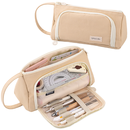 Multi-Functional Large Capacity Canvas Pencil Case Pencil Bag Organizer