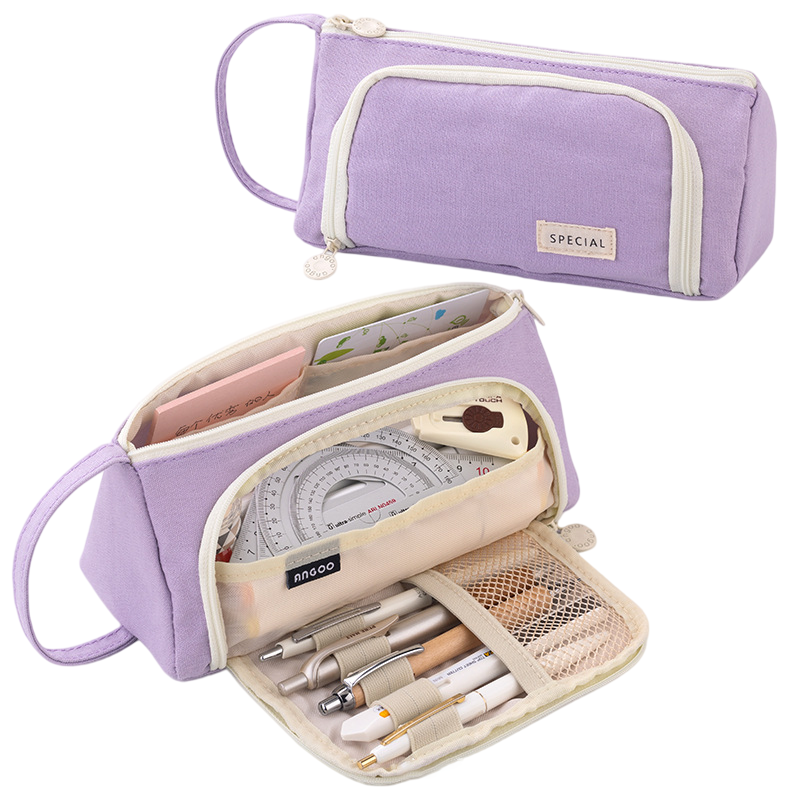 Multi-Functional Large Capacity Canvas Pencil Case Pencil Bag Organizer