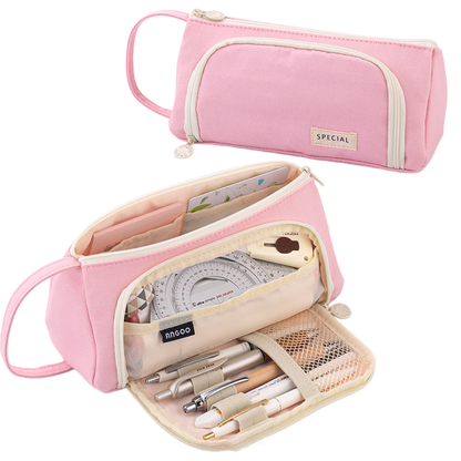 Multi-Functional Large Capacity Canvas Pencil Case Pencil Bag Organizer