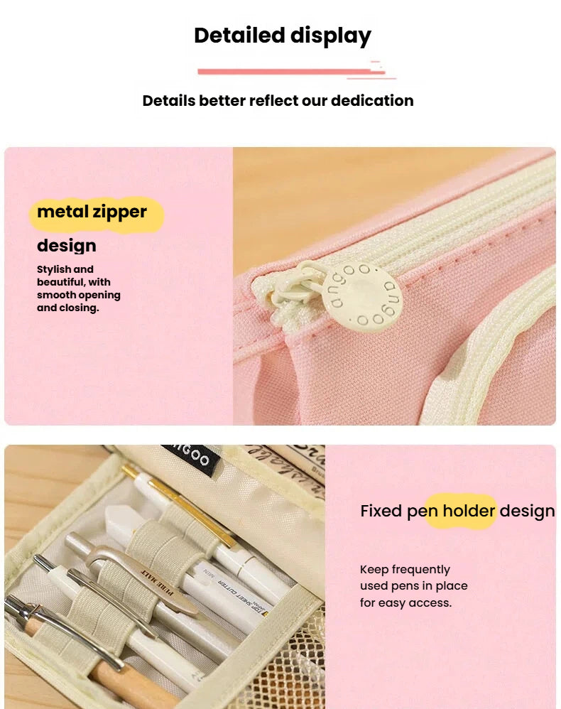 Multi-Functional Large Capacity Canvas Pencil Case Pencil Bag Organizer