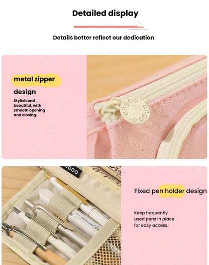 Multi-Functional Large Capacity Canvas Pencil Case Pencil Bag Organizer