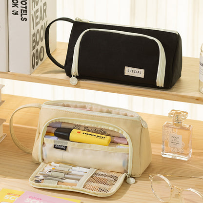 Multi-Functional Large Capacity Canvas Pencil Case Pencil Bag Organizer