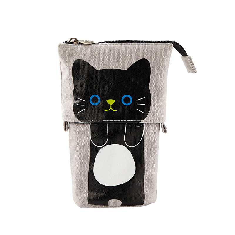 Multi-functional Pop Up Canvas Cat Pencil Case Pen Holder Organizer