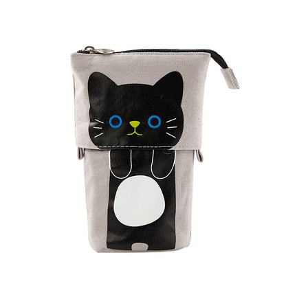 Multi-functional Pop Up Canvas Cat Pencil Case Pen Holder Organizer