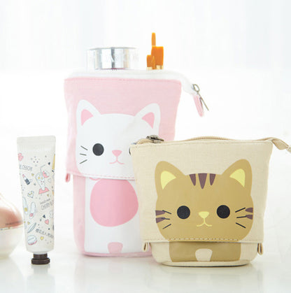 Multi-functional Pop Up Canvas Cat Pencil Case Pen Holder Organizer