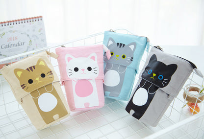 Multi-functional Pop Up Canvas Cat Pencil Case Pen Holder Organizer