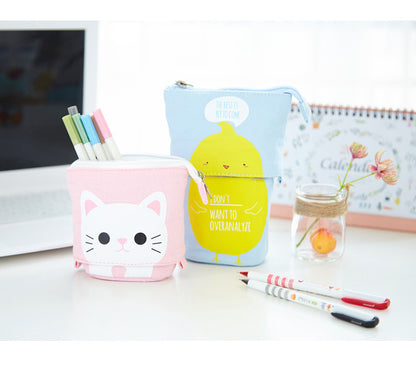 Multi-functional Pop Up Canvas Cat Pencil Case Pen Holder Organizer