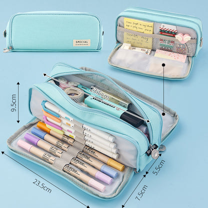 Multifunctional Large Capacity Macaron Dual-Opening Oxford Pencil Case Pencil Bag Organizer