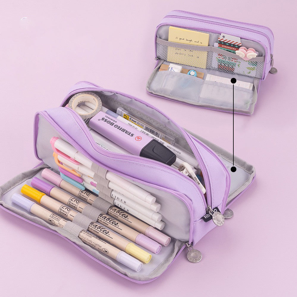 Multifunctional Large Capacity Macaron Dual-Opening Oxford Pencil Case Pencil Bag Organizer