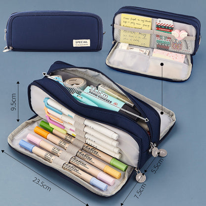 Multifunctional Large Capacity Macaron Dual-Opening Oxford Pencil Case Pencil Bag Organizer