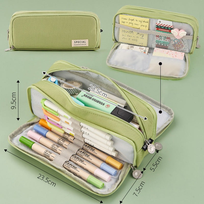 Multifunctional Large Capacity Macaron Dual-Opening Oxford Pencil Case Pencil Bag Organizer
