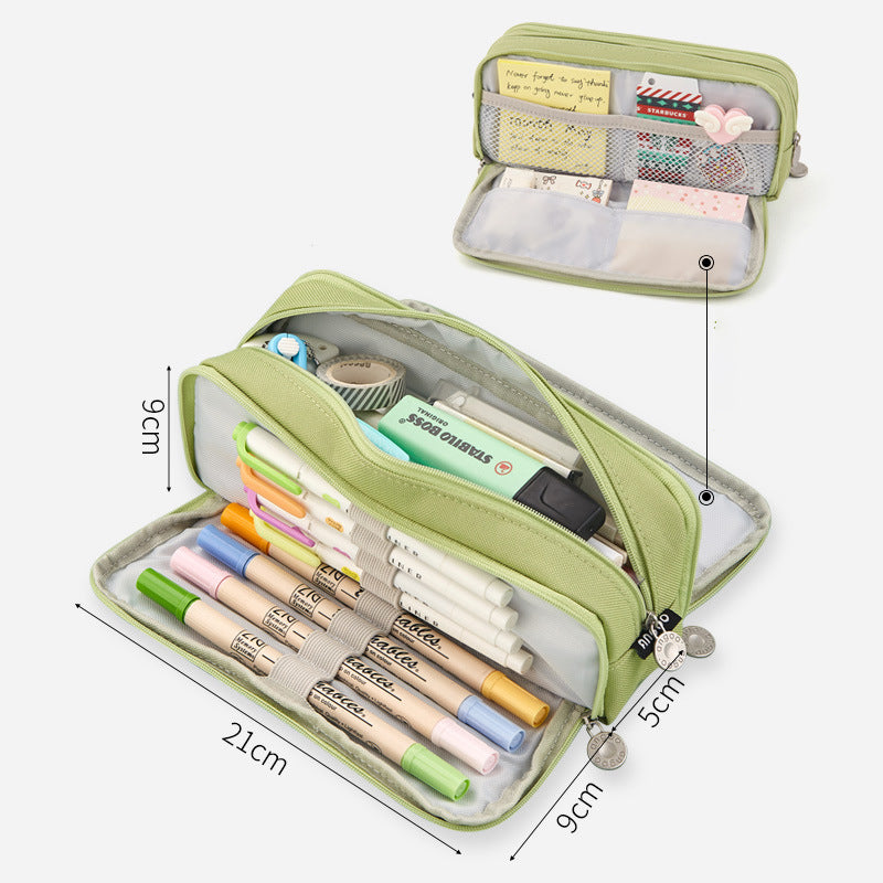 Multifunctional Large Capacity Macaron Dual-Opening Oxford Pencil Case Pencil Bag Organizer