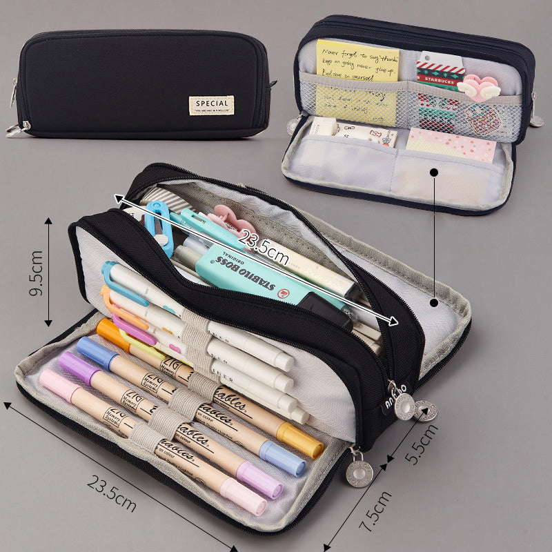 Multifunctional Large Capacity Macaron Dual-Opening Oxford Pencil Case Pencil Bag Organizer