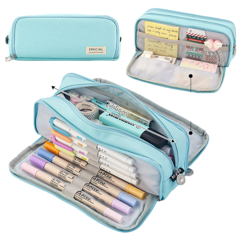 Multifunctional Large Capacity Macaron Dual-Opening Oxford Pencil Case Pencil Bag Organizer
