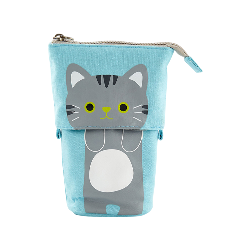 Multi-functional Pop Up Canvas Cat Pencil Case Pen Holder Organizer