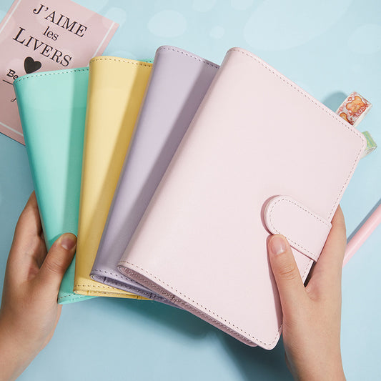 Portable Macaron Soft Leather A5 / A6 Loose-Leaf Notebook Handbook