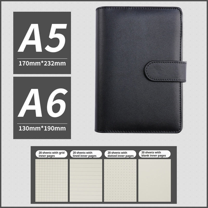 Portable Macaron Soft Leather A5 / A6 Loose-Leaf Notebook Handbook
