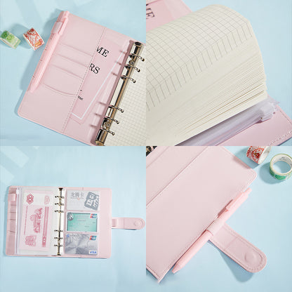 Portable Macaron Soft Leather A5 / A6 Loose-Leaf Notebook Handbook