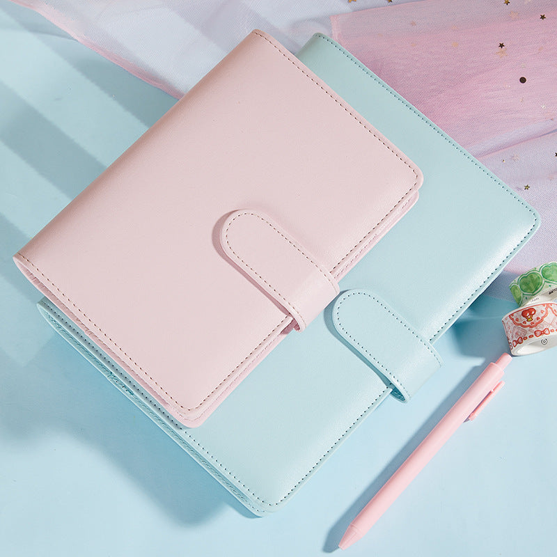 Portable Macaron Soft Leather A5 / A6 Loose-Leaf Notebook Handbook