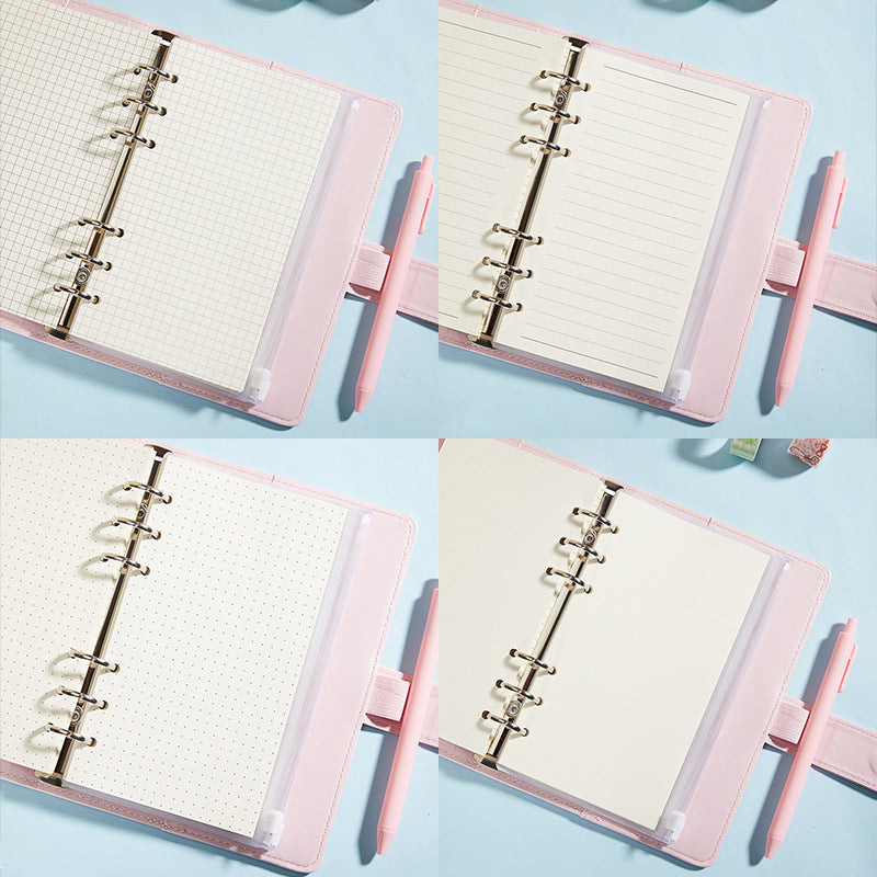 Portable Macaron Soft Leather A5 / A6 Loose-Leaf Notebook Handbook