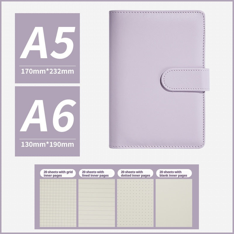 Portable Macaron Soft Leather A5 / A6 Loose-Leaf Notebook Handbook