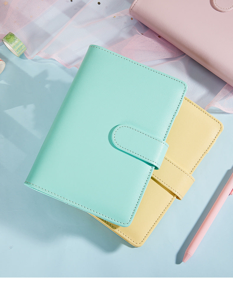 Portable Macaron Soft Leather A5 / A6 Loose-Leaf Notebook Handbook