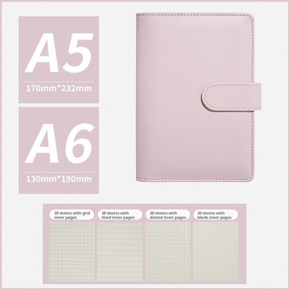 Portable Macaron Soft Leather A5 / A6 Loose-Leaf Notebook Handbook