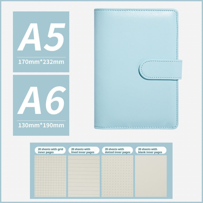 Portable Macaron Soft Leather A5 / A6 Loose-Leaf Notebook Handbook