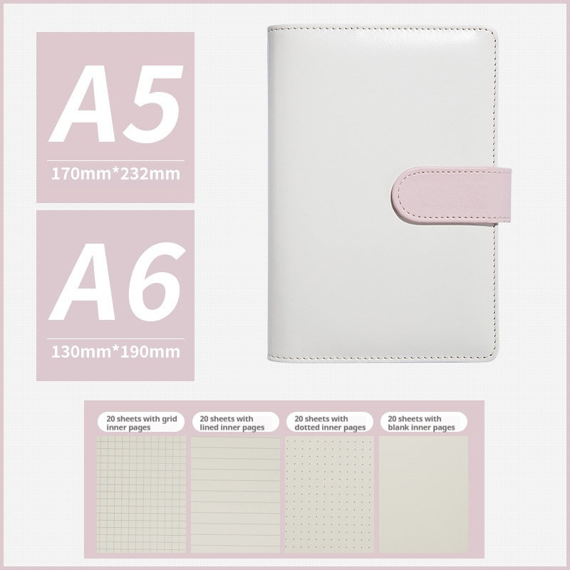 Portable Macaron Soft Leather A5 / A6 Loose-Leaf Notebook Handbook
