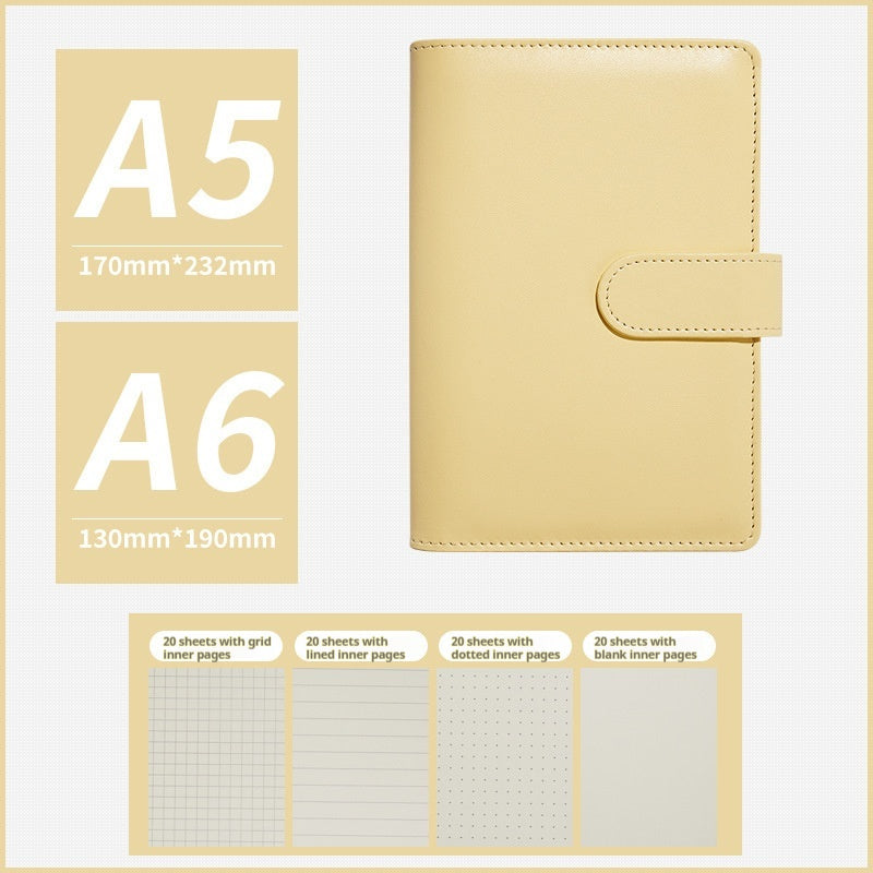 Portable Macaron Soft Leather A5 / A6 Loose-Leaf Notebook Handbook