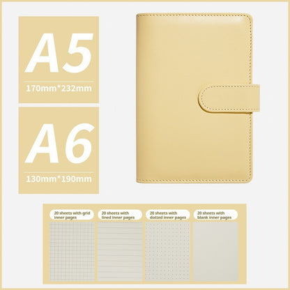 Portable Macaron Soft Leather A5 / A6 Loose-Leaf Notebook Handbook