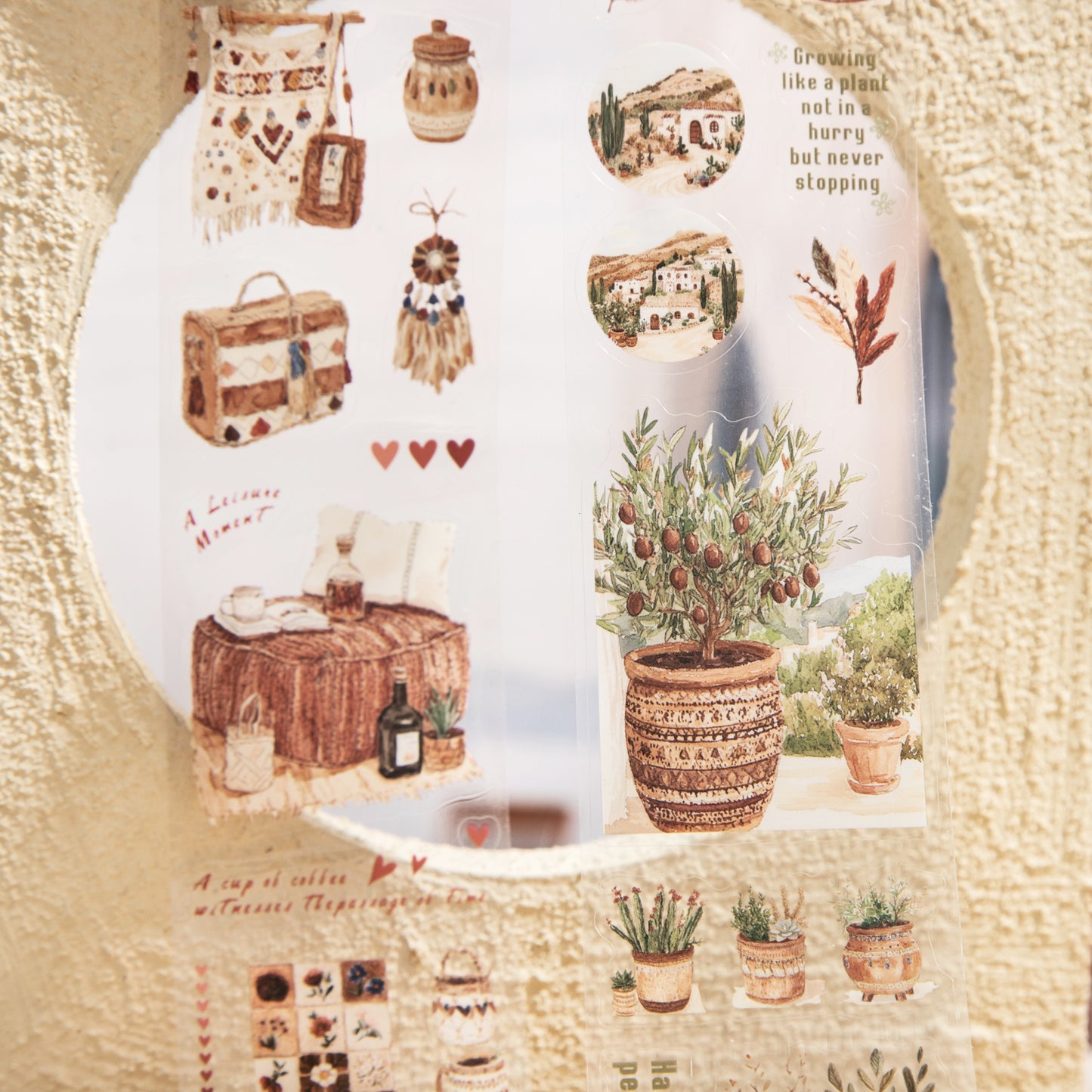 2m × 50mm Romantic Bohemian Style PET Die-Cut Scene Washi Tape