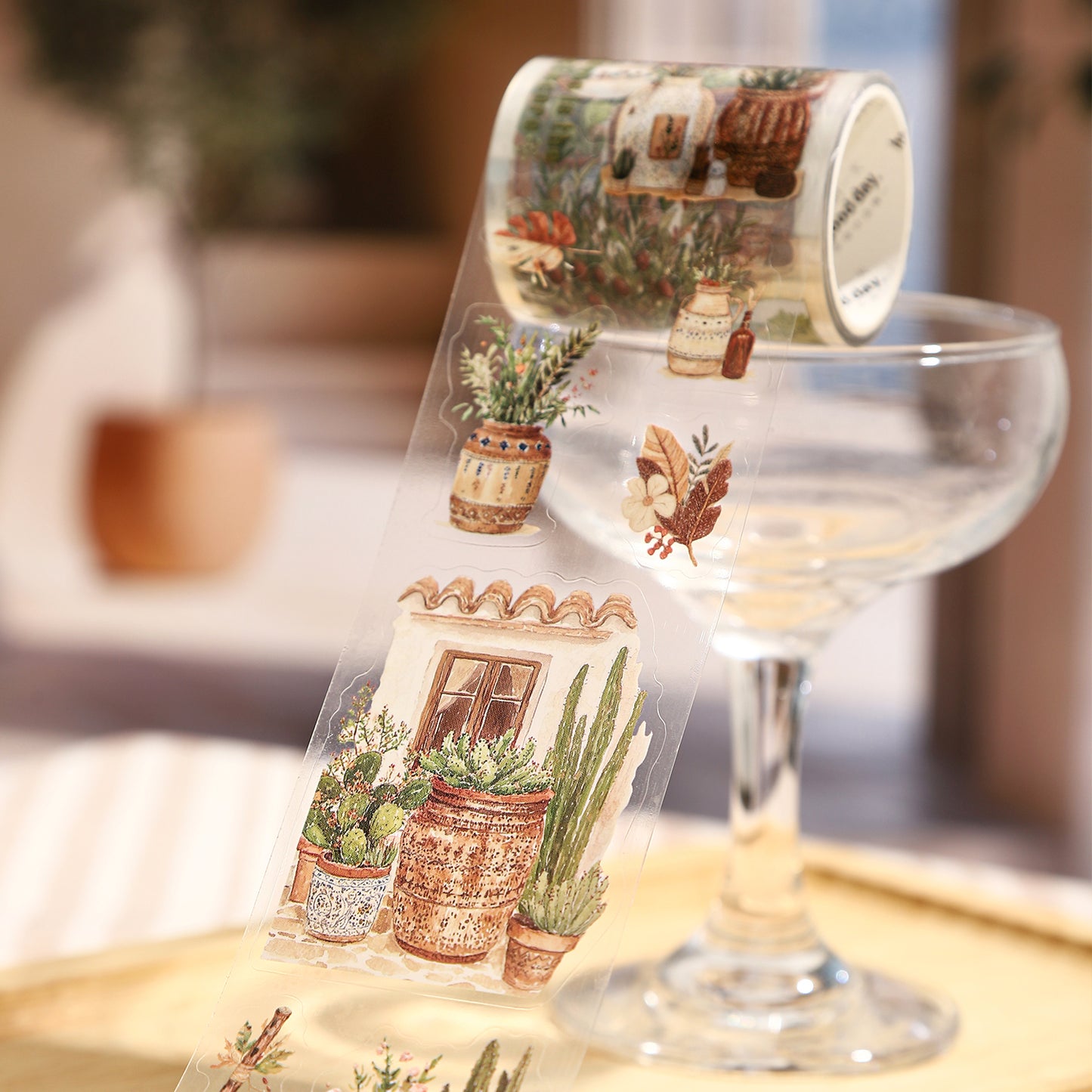 2m × 50mm Romantic Bohemian Style PET Die-Cut Scene Washi Tape