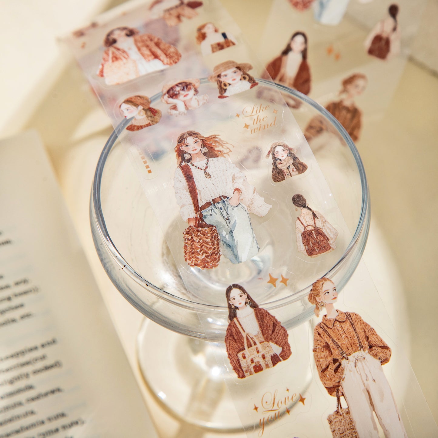 2m × 50mm Romantic Bohemian Style PET Die-Cut Scene Washi Tape