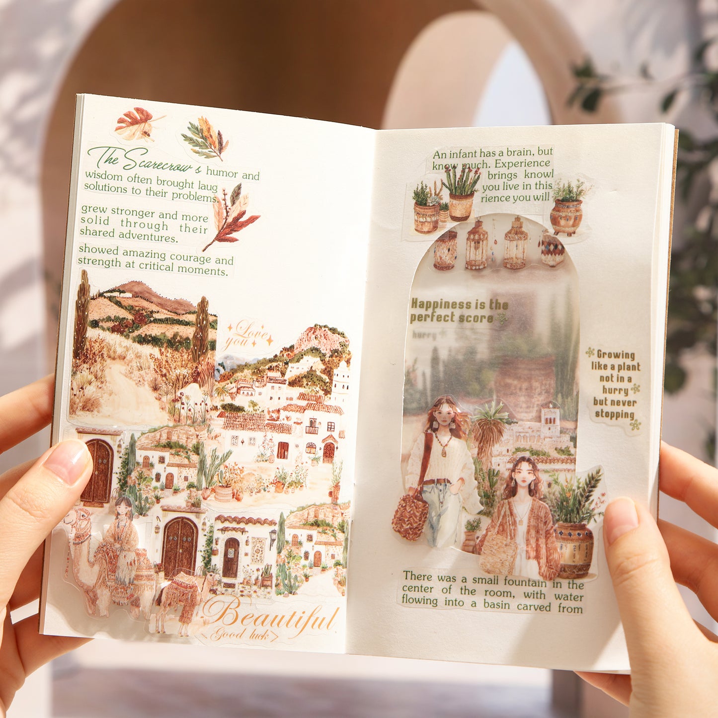 2m × 50mm Romantic Bohemian Style PET Die-Cut Scene Washi Tape