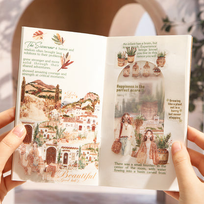 2m × 50mm Romantic Bohemian Style PET Die-Cut Scene Washi Tape