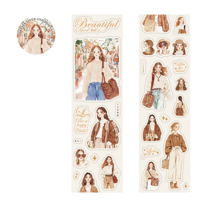 2m × 50mm Romantic Bohemian Style PET Die-Cut Scene Washi Tape