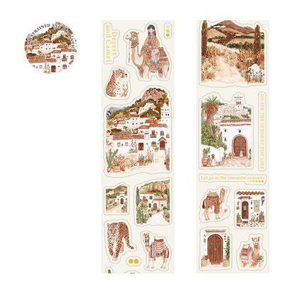 2m × 50mm Romantic Bohemian Style PET Die-Cut Scene Washi Tape