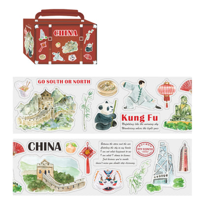 Hand-Drawn Style City Travel Waterproof PET Washi Tape