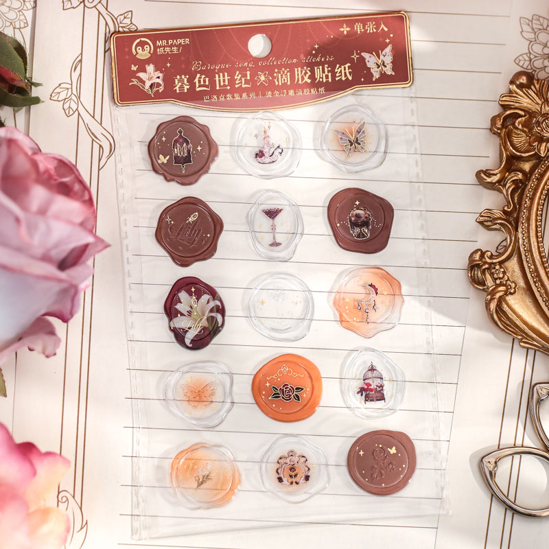 Vintage Faux Wax Seal Sticker Envelope Sealing Sticker