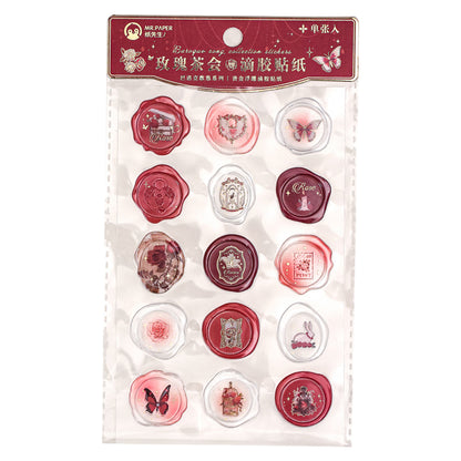 Vintage Faux Wax Seal Sticker Envelope Sealing Sticker