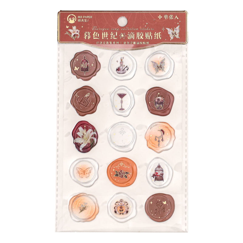 Vintage Faux Wax Seal Sticker Envelope Sealing Sticker