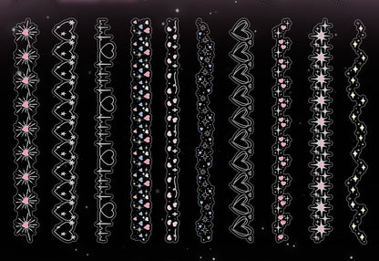 20pcs Laser Silver Stamping Starlight Long Strip Waterproof PET Stickers